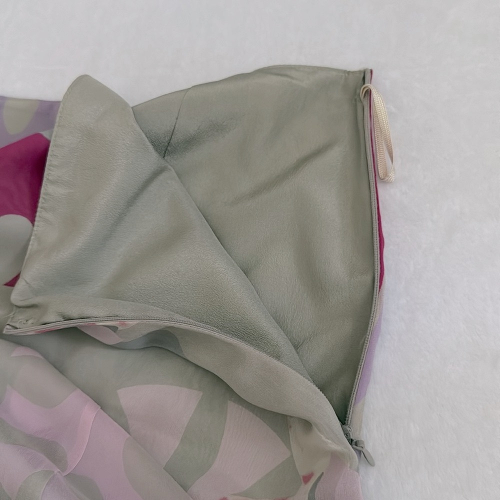 {VTG} Marella by MaxMara | 90s Silk Multicolor Abstract Floral Print Midi Skirt - Picture 8 of 15